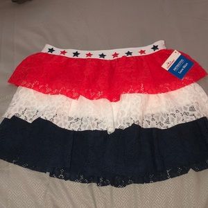 NWT Girl’s Patriotic Lace Layered Skirt w/ Stars - Size XL - Fourth of July